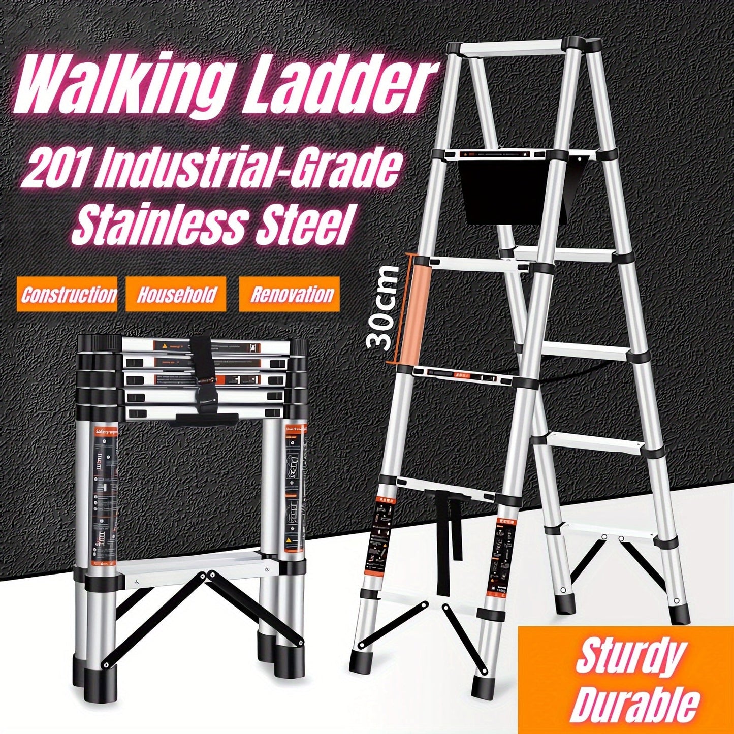 Portable Telescoping Ladder, Step Ladder, A-Frame Ladder, for home Step Ladders, Collapsible Folding