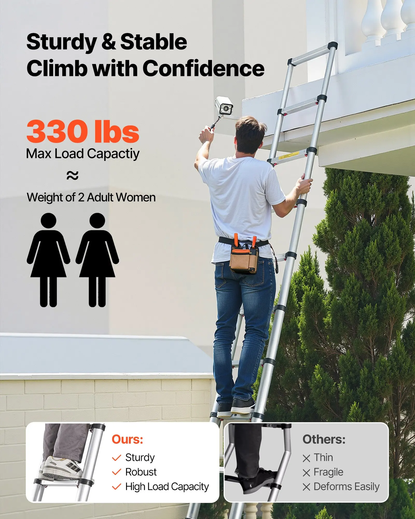 🔥Spring Fresh Sale 🎁Telescoping Ladder, Aluminum Lightweight Multi-Purpose Collapsible Extension