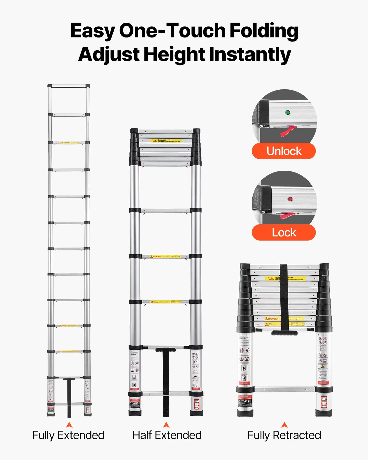 🔥Spring Fresh Sale 🎁Telescoping Ladder, Aluminum Lightweight Multi-Purpose Collapsible Extension