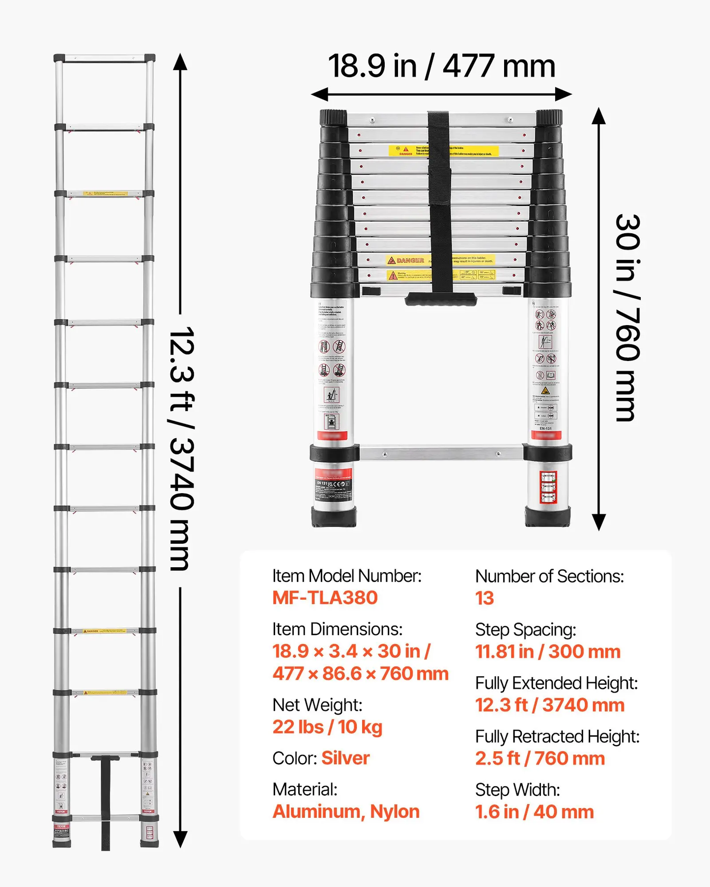 🔥Spring Fresh Sale 🎁Telescoping Ladder, Aluminum Lightweight Multi-Purpose Collapsible Extension