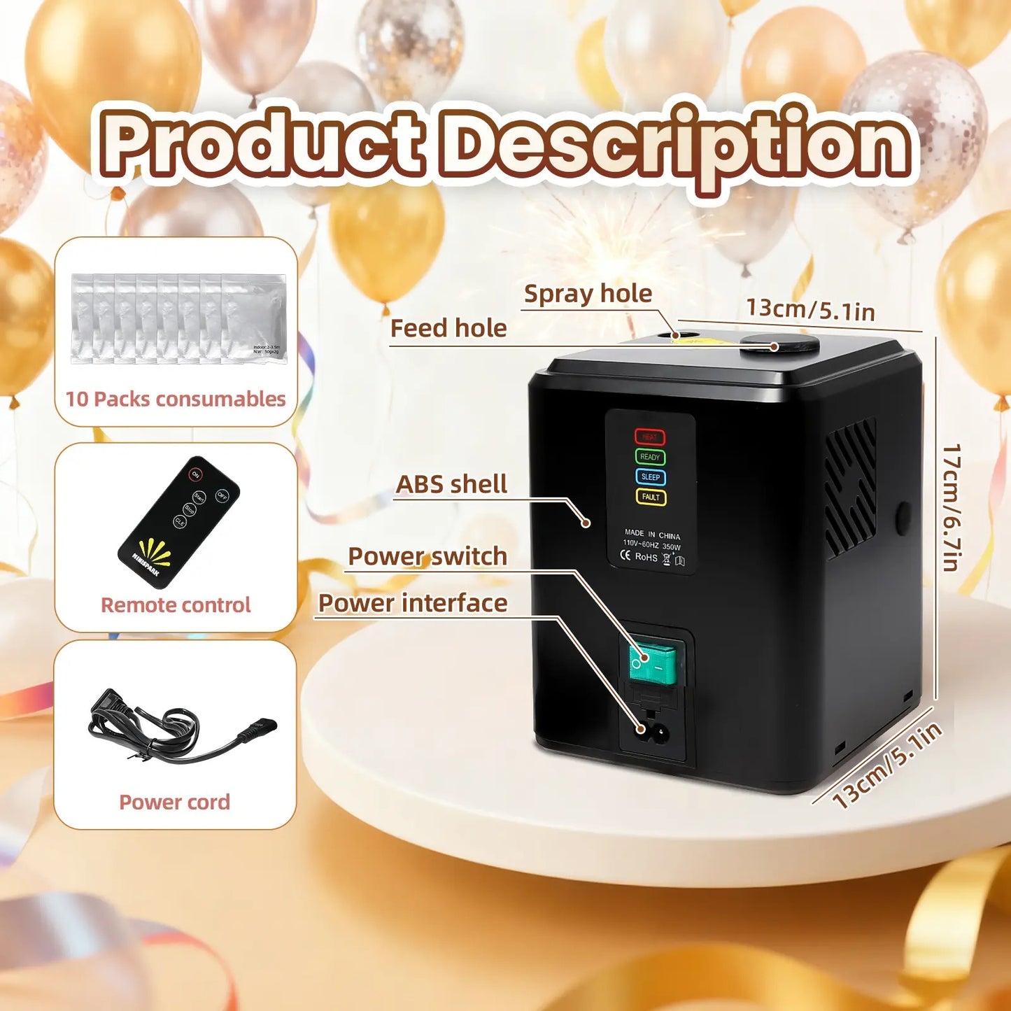 350W Mini Cold Spark Machine, (2 Black Unit with 10 Packs Consumables +1 Bag