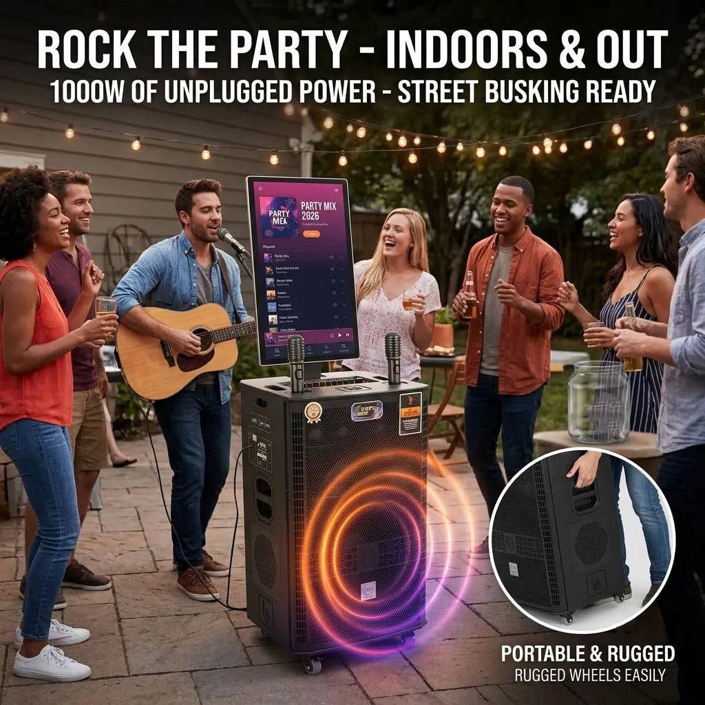 ⚡Last Day 50%OFF🎶1000W Smart Karaoke Speaker with 25" Rotatable Screen & 15" Bass