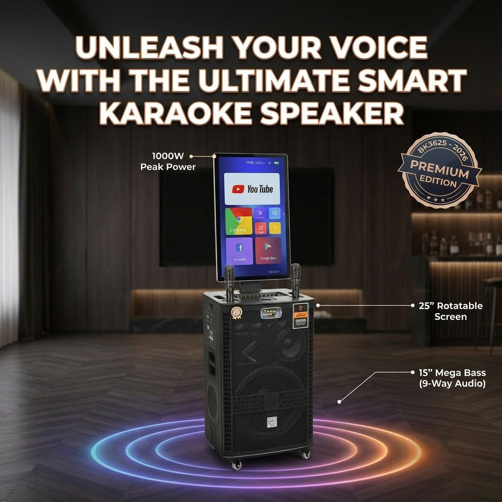 ⚡Last Day 50%OFF🎶1000W Smart Karaoke Speaker with 25" Rotatable Screen & 15" Bass