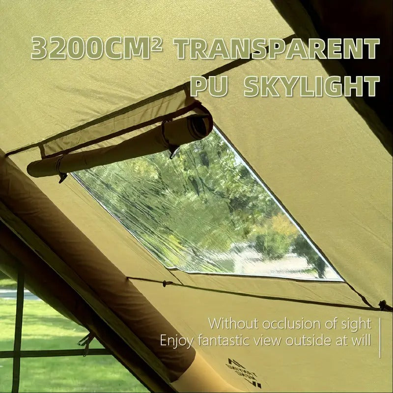 💥Clearance💥6 Person Outdoor Camping Inflatable Tent Green, Inverted V-Shaped Roof, Waterproof Oxford Cloth and PVC