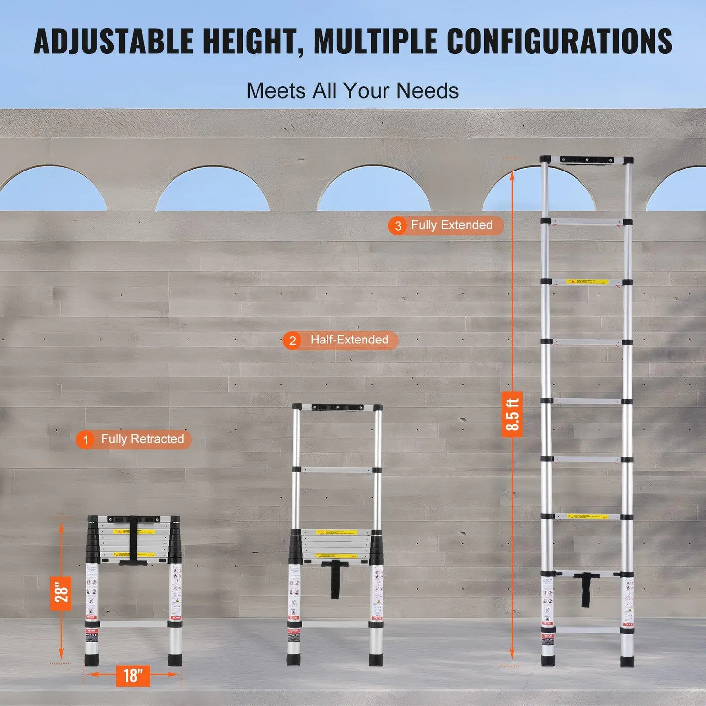 🔥Spring Fresh Sale 🎁Telescoping Ladder, Aluminum Lightweight Multi-Purpose Collapsible Extension