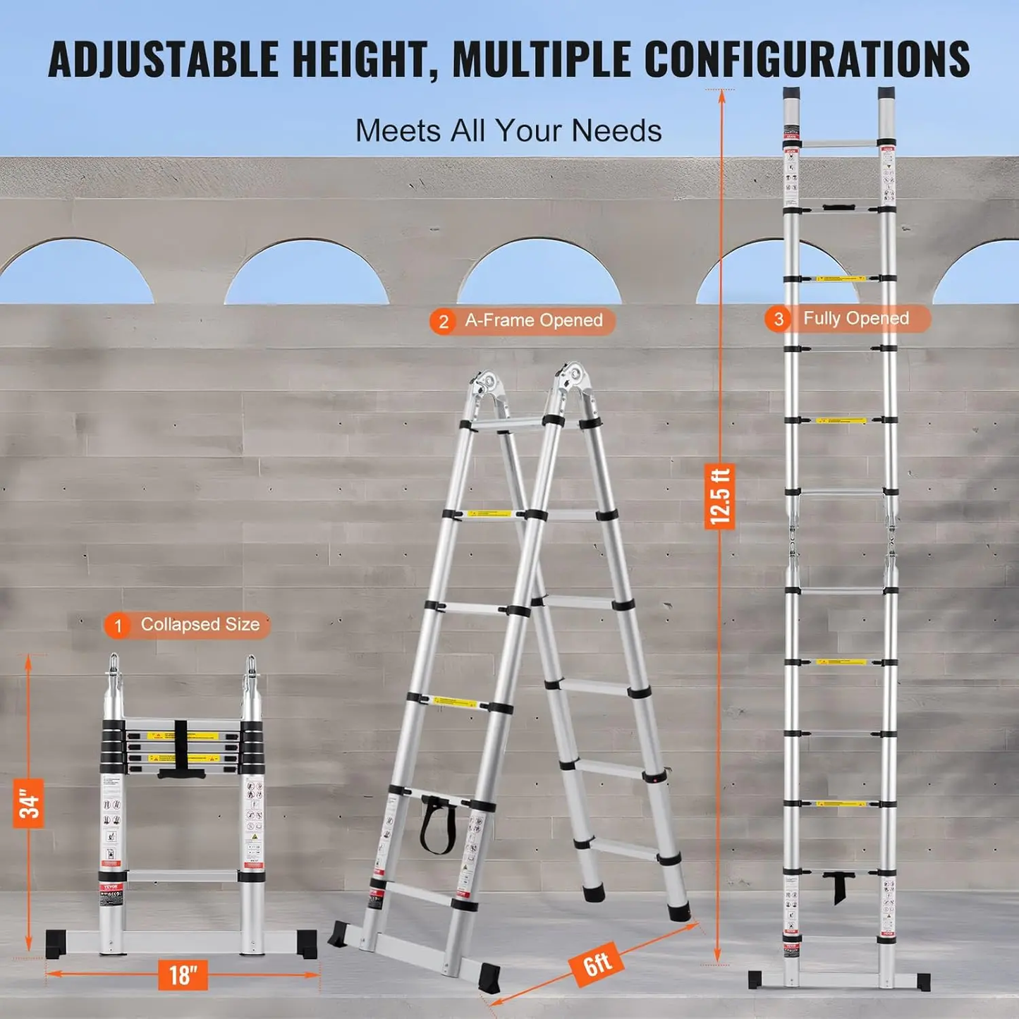 🔥Spring Fresh Sale 🎁Telescoping Ladder, Aluminum Lightweight Multi-Purpose Collapsible Extension