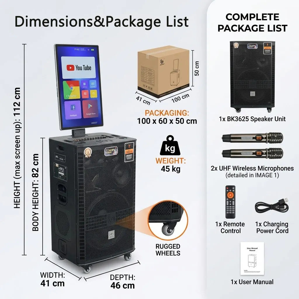 ⚡Last Day 50%OFF🎶1000W Smart Karaoke Speaker with 25" Rotatable Screen & 15" Bass